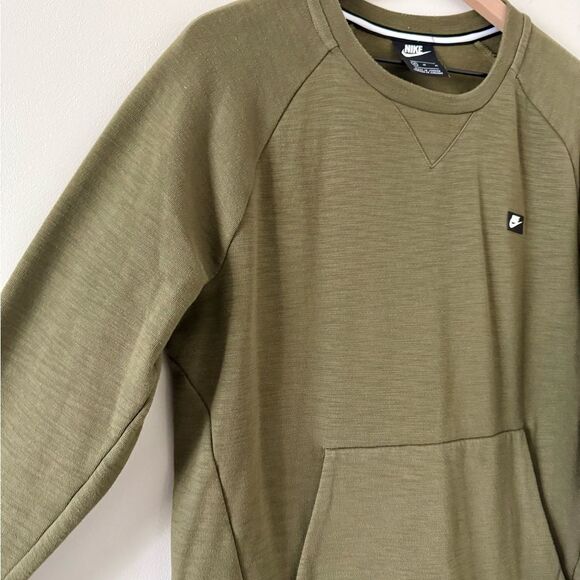 Nike Men's Long Sleeve Pullover Crew Neck Sweatshirt in Heathered Olive Green M - Picture 2 of 6